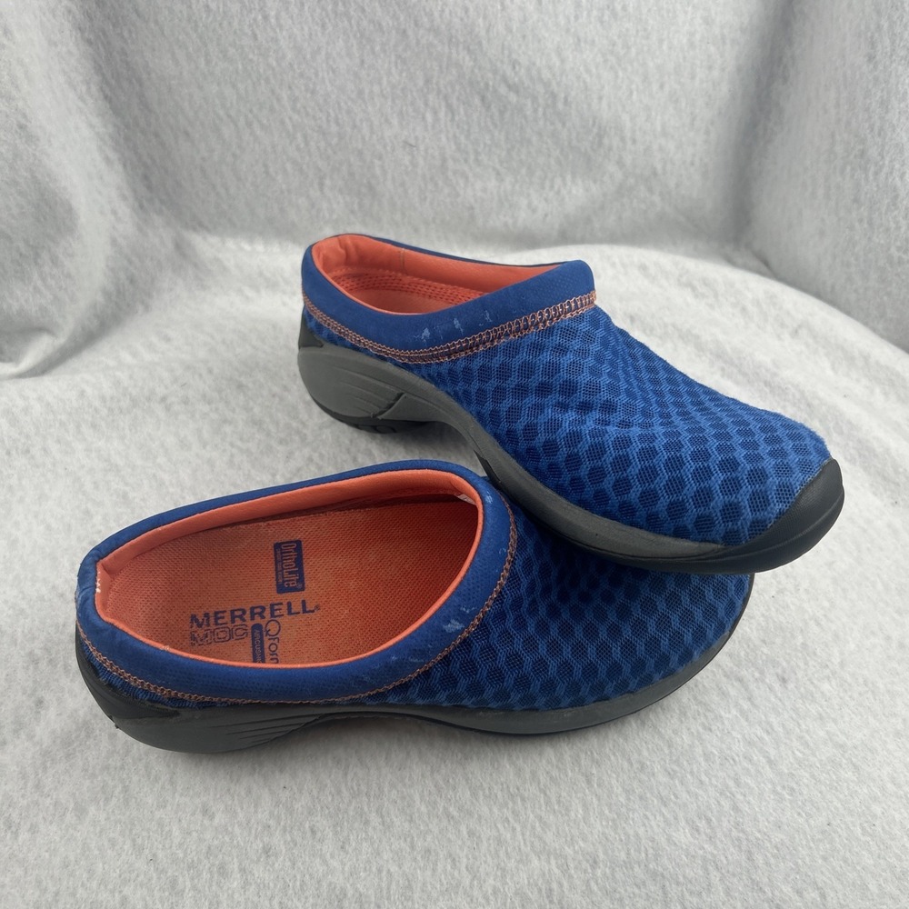 Merrell Encore‎ Breeze Slip-On Clogs Women's Size 5.5 Blue Canvas Loafer Flats